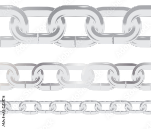 seamless pattern metal silver chains isolated on white background