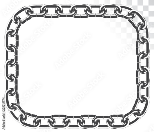 vector rectangular frame with rounded corners of chains isolated on transparent background