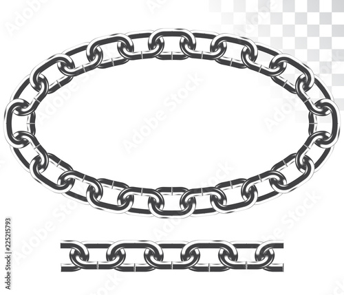 vector oval frame made of chains isolated on a transparent background