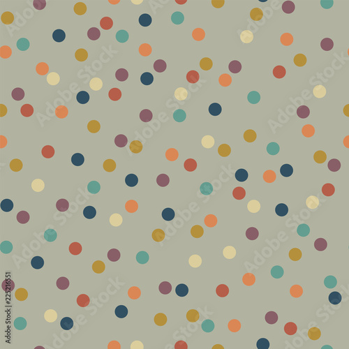 Beautiful casual polka dot pattern in smart neutral colors, seamless repeat. Trendy vintage style. Great for apparel and interior design, cards, scrapbooking, gift wrapping paper etc.