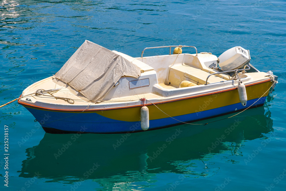 Naklejka premium View on the boats in the Le Port de Fontvieille in Monaco, France on a sunny day.