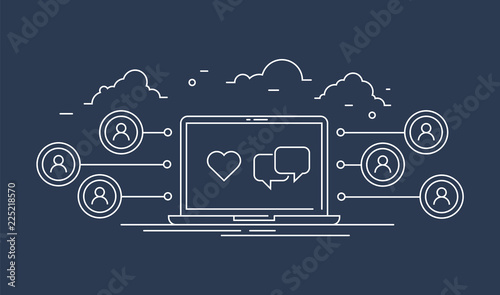 social network icon, people network connection illustration. contact, communication draw. line, vector, eps 10