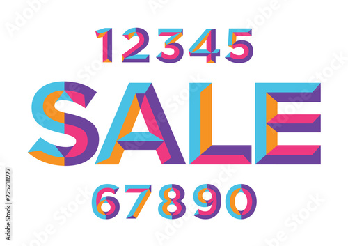 0, 1, 2, 3, 4, 5, 6, 7, 8, 9 numeral alphabet.  Percent off, sale background. Colorfull polygonal triangle Letter. Eps10. Vector Isolated Number.