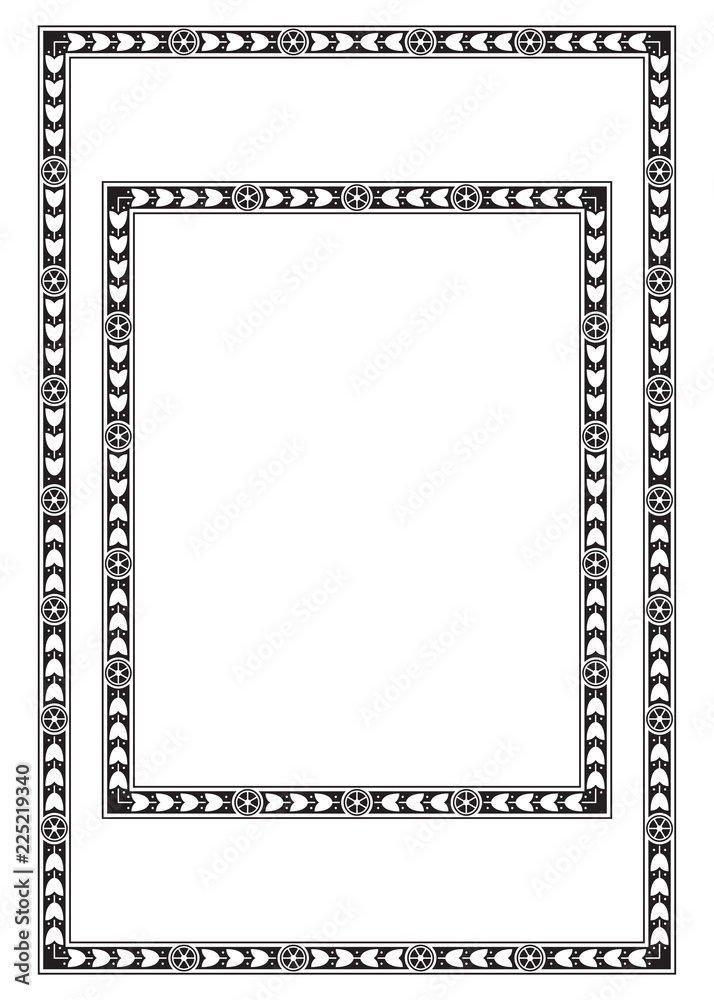 Decorative rectangular frames, black and white colors. 