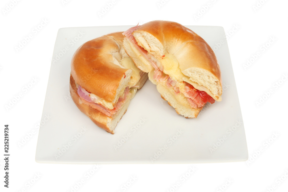 Bagel halves on a plate Bagel halves on a plate