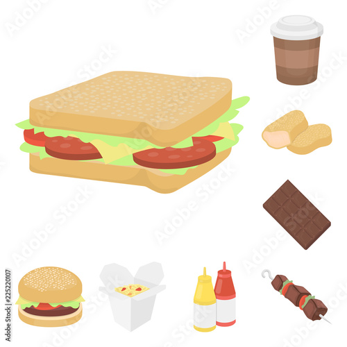 Fast food cartoon icons in set collection for design.Food from semi-finished products vector symbol stock web illustration.