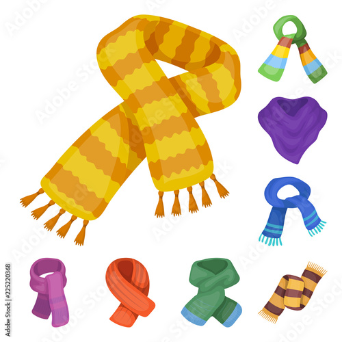 Scarf and Shawl cartoon icons in set collection for design.Clothes and Accessory vector symbol stock web illustration.