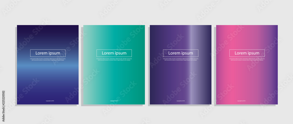 A4 Covers collection with modern abstract color gradients. Templates set for brochures, posters, banners and cards. Vector illustration.