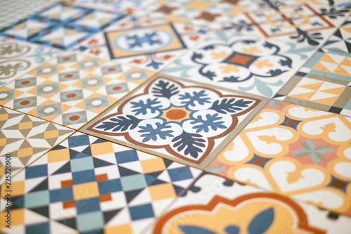  patchwork pattern tile  closeup - colorful design