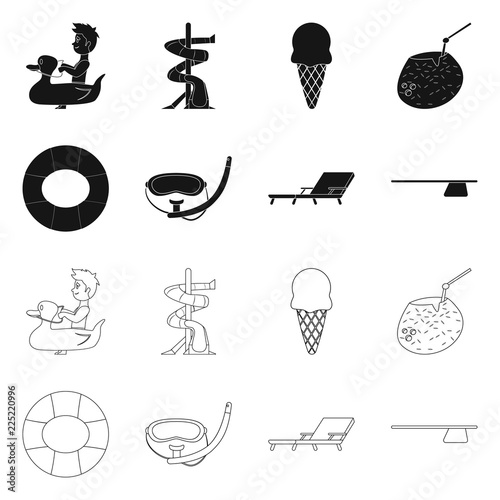 Vector illustration of pool and swimming logo. Set of pool and activity stock symbol for web.