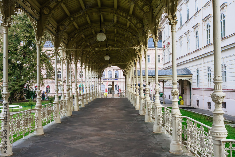 The Park Colonnade served at the end of the 19th century, Karlovy Vary, Czech republic
