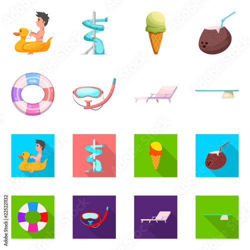 Vector design of pool and swimming logo. Set of pool and activity vector icon for stock.
