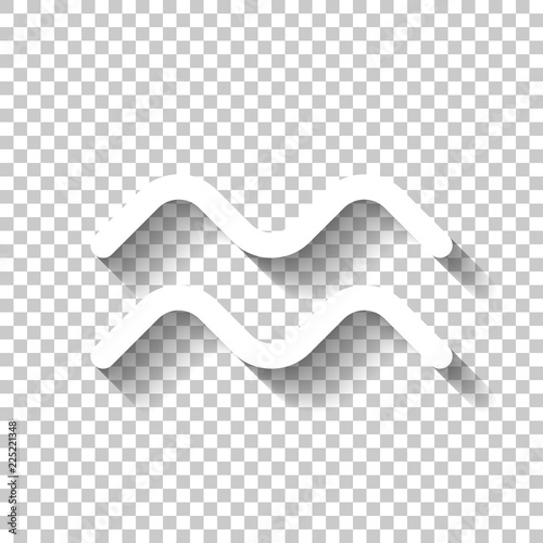 Astrological sign. Aquarius simple icon. White icon with shadow