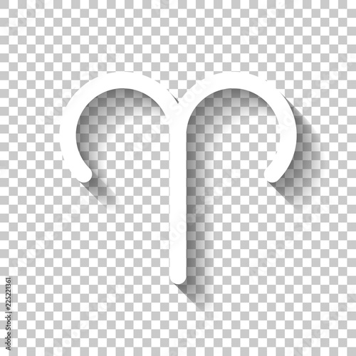 Astrological sign. Aries simple icon. White icon with shadow on