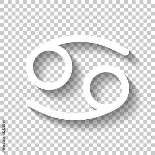 Astrological sign. Cancer simple icon. White icon with shadow on