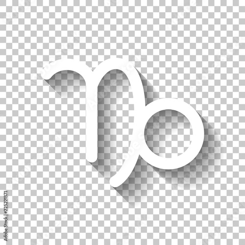 Astrological sign. Capricorn simple icon. White icon with shadow