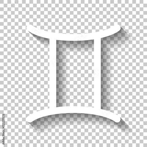 Astrological sign. Gemini simple icon. White icon with shadow on