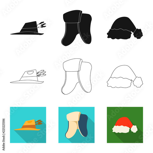 Vector illustration of headgear and cap icon. Collection of headgear and accessory stock symbol for web.