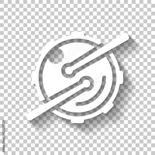 Logo for music app. Drum with drumsticks and camera. Simple icon