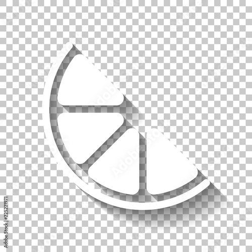 Half lemon or orange. Simple icon. White icon with shadow on tra