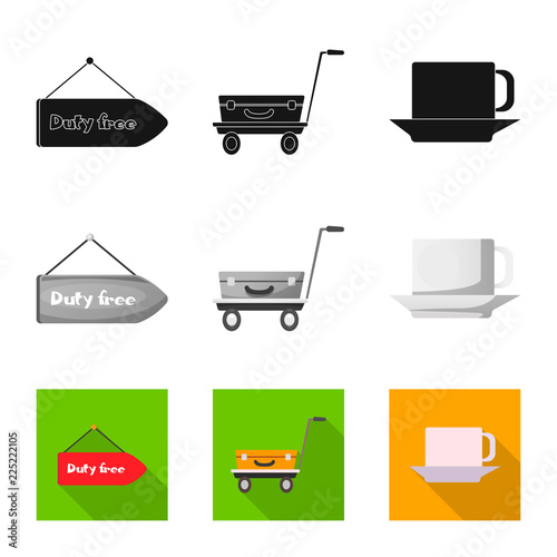 Vector design of airport and airplane icon. Set of airport and plane vector icon for stock.