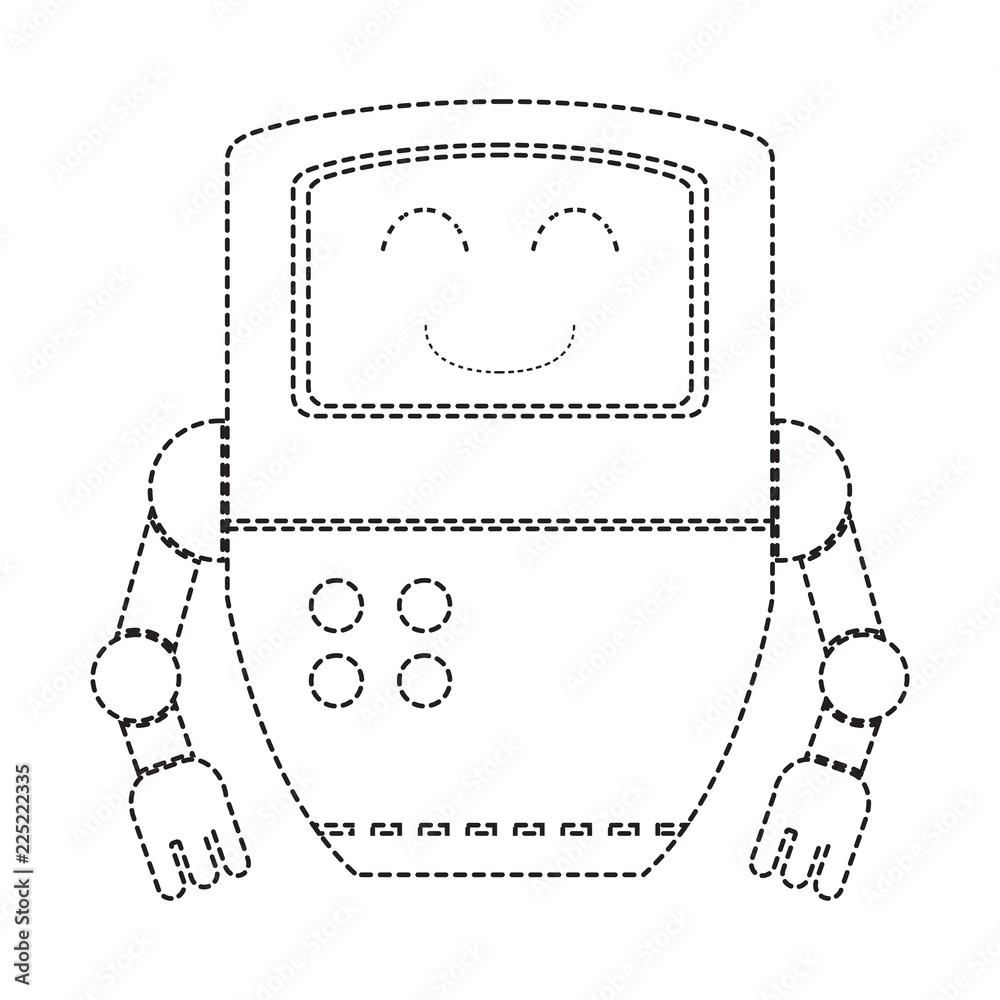 Dotted line cute robot toy icon Dotted line cute robot toy icon