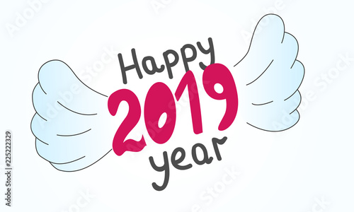 2019. Design of the inscription 2019. Design of the cup. The inscription of the New Year's card.