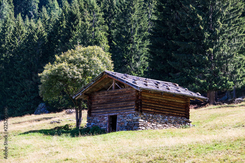 Hut in the Passeier Valley  Pfandleralm  near Merano  view to Timmelsjoch
