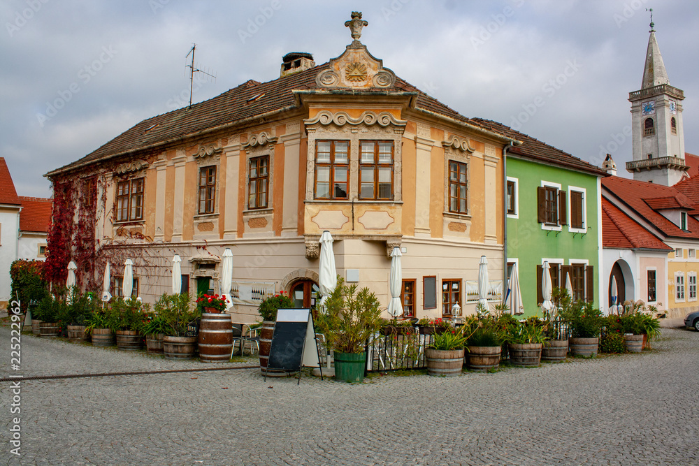 Naklejka premium Autumn pictures of lake Neusiedler See at the Austrian border and the villages Rust and Podersdorf am See