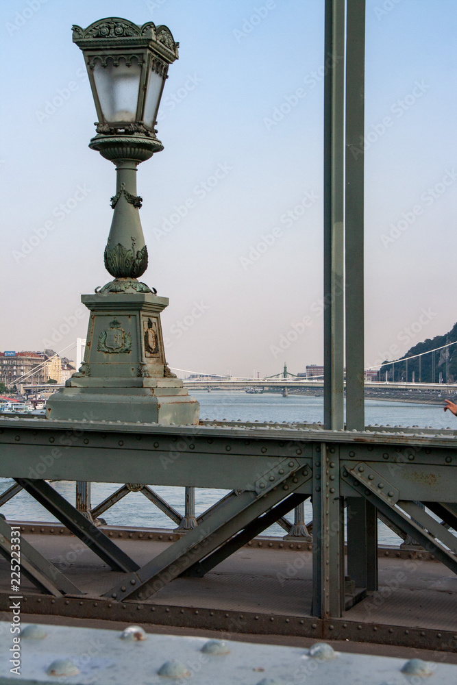 View details of the Liberty Bridge..The Liberty Bridge (Szabadság híd Hungarian) is one of the bridges over the Danube in the Hungarian capital Budapest.