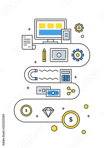 Digital Online Content Monetization Strategy Vector Illustration