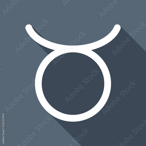Astrological sign. Taurus simple icon. White flat icon with long