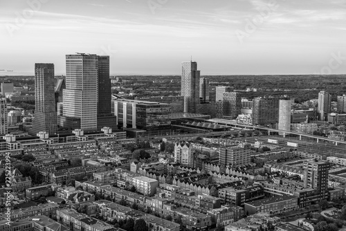 The hague city skyline viewpoint black and white, Netherlands