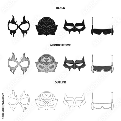 Vector illustration of hero and mask sign. Collection of hero and superhero stock vector illustration.