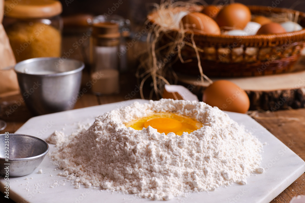 Cooking and confectionery are made of dough, pastry and eggs