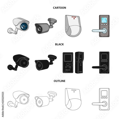 Vector illustration of cctv and camera icon. Set of cctv and system stock vector illustration.
