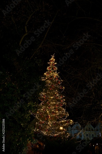Photography Christmas tree and decorations in the town. Slovakia