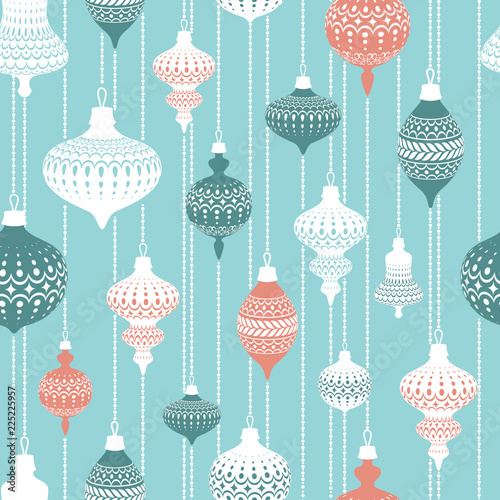 Seamless pattern with christmas balls. Decor for Christmas spruce. A pattern for festive design and packaging.