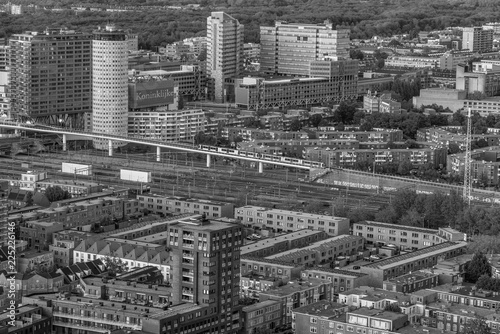 The hague city skyline viewpoint black and white  Netherlands