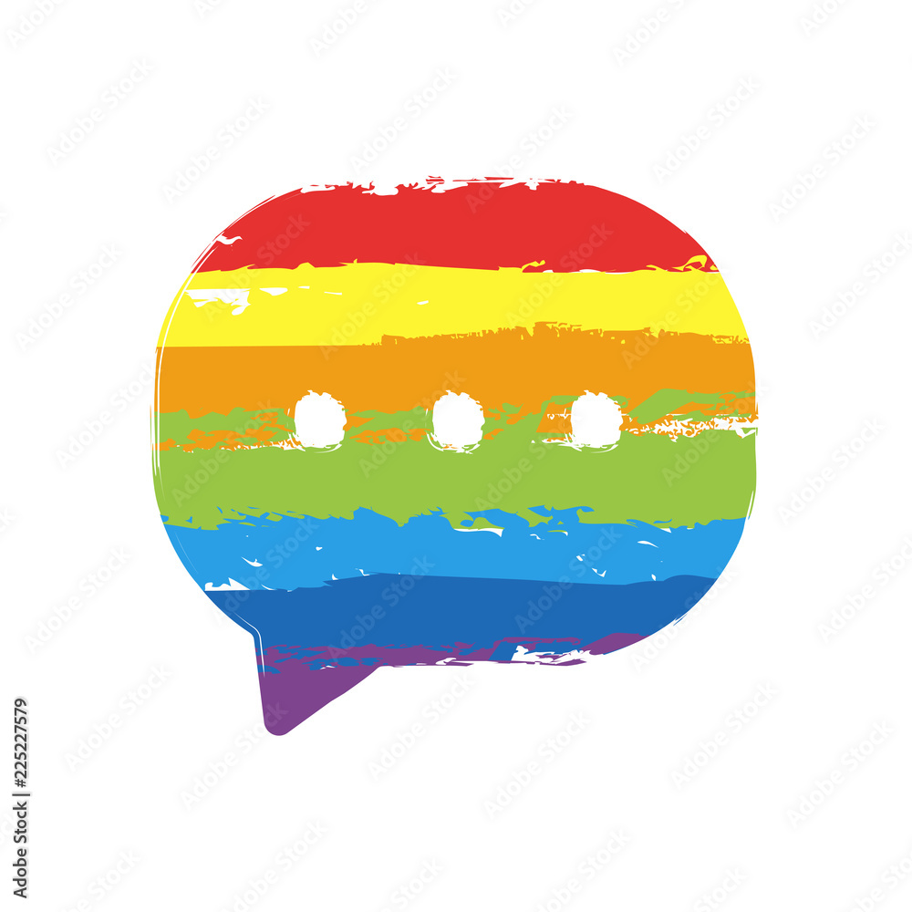 chat icon. Drawing sign with LGBT style, seven colors of rainbow (red,  orange, yellow, green, blue, indigo, violet Stock Vector | Adobe Stock