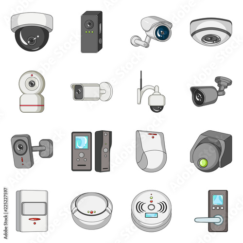 Isolated object of cctv and camera sign. Set of cctv and system vector icon for stock.
