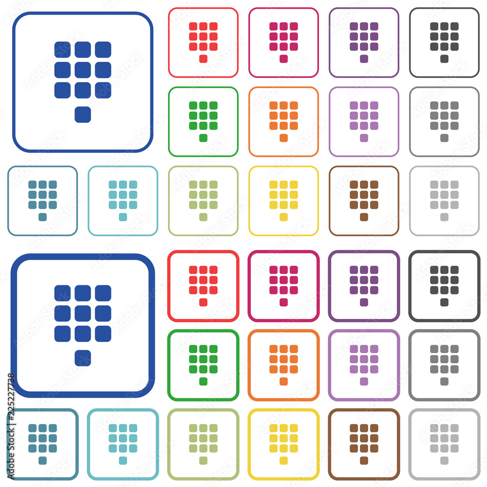 Dial pad outlined flat color icons Dial pad outlined flat color icons