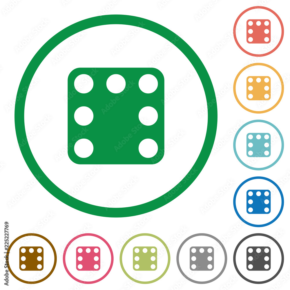 Domino seven flat icons with outlines Domino seven flat icons with outlines