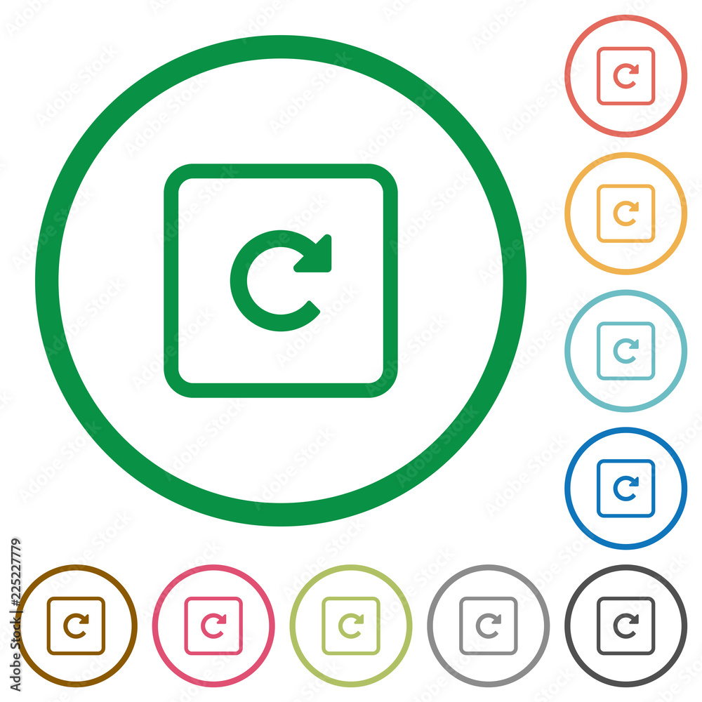 Rotate object right flat icons with outlines Rotate object right flat icons with outlines
