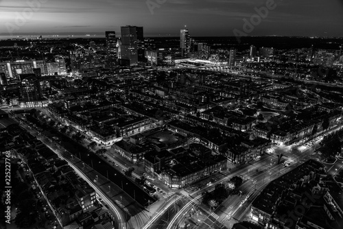 The hague city skyline viewpoint black and white  Netherlands