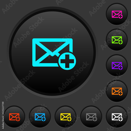 Add new mail dark push buttons with color icons