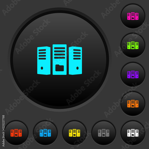 File server dark push buttons with color icons