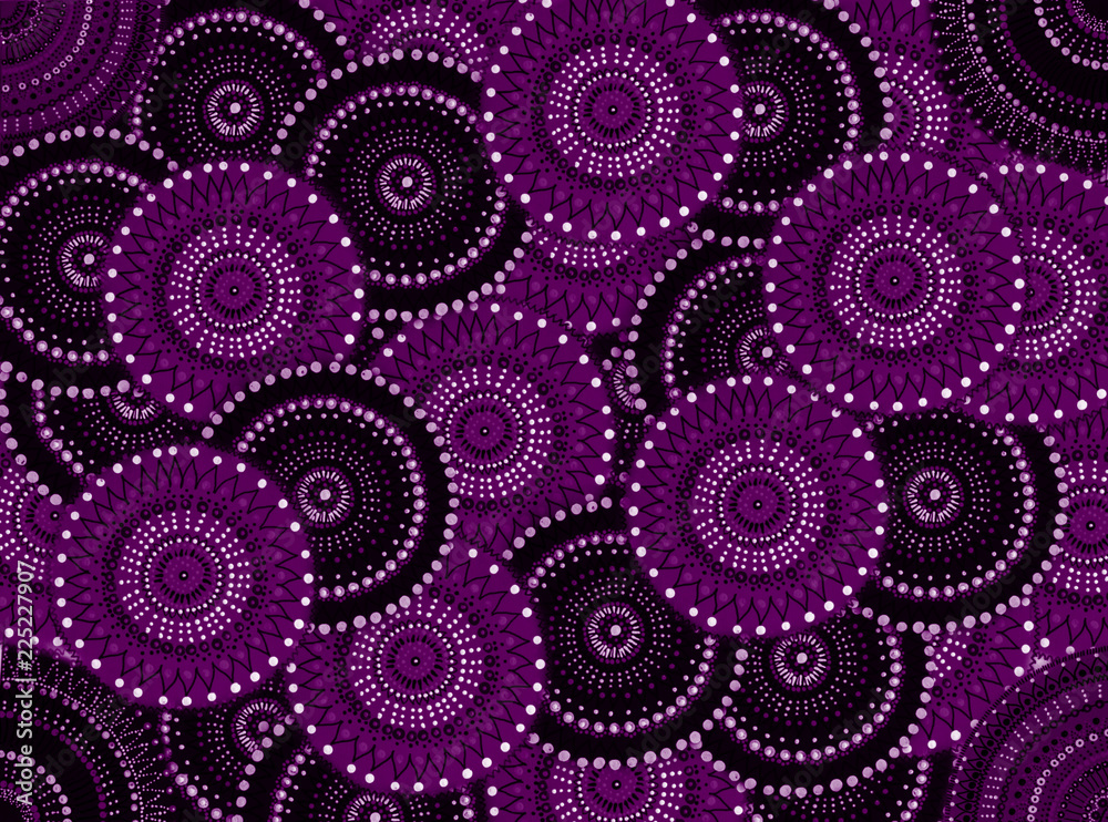 Black, purple, white seamless circular pattern