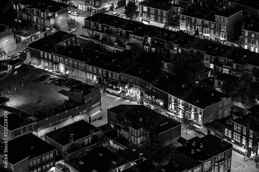 The hague city skyline viewpoint black and white, Netherlands