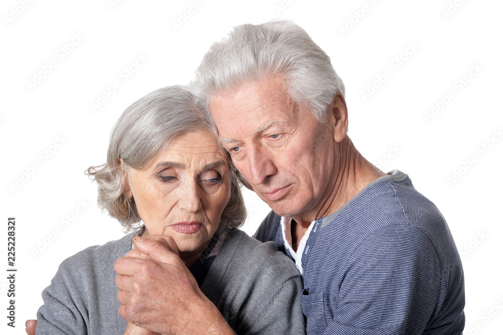 Portrait of senior couple on white background Portrait of senior couple on white background